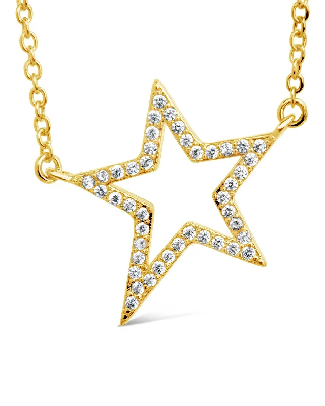 Special Offers On Handcrafted And Designer Jewelry Stationed CZ Star Outline Necklace