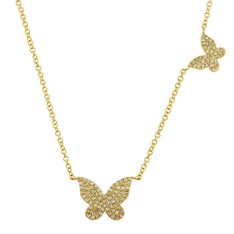 Two Butterfly Diamond Necklace