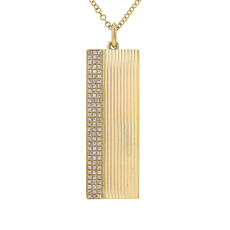 Vertical Fluted Long Bar Shaped Diamond Necklace