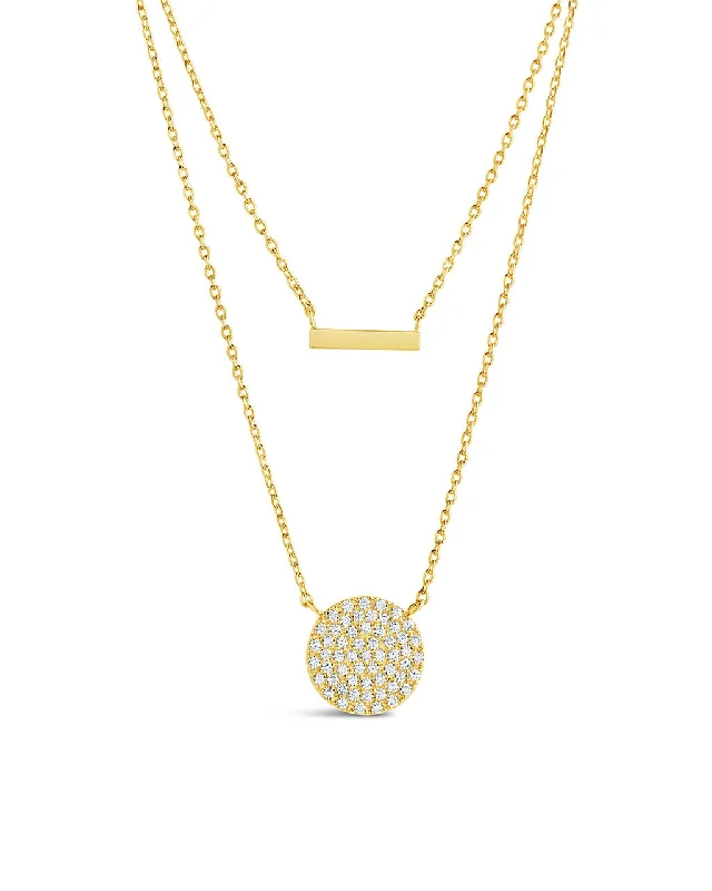 Vivian CZ Disk & Bar Layered Necklace