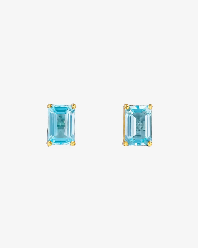 Amalfi Emerald Cut Blue Topaz Studs