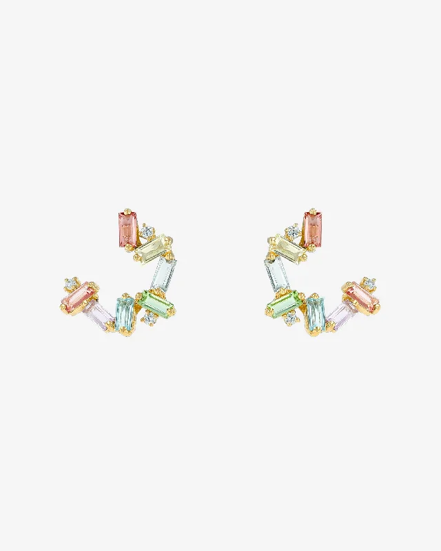 Amalfi Burst Pastel Sideways Mini Hoops