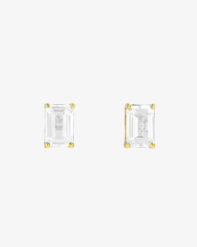 Amalfi Emerald Cut White Topaz Studs