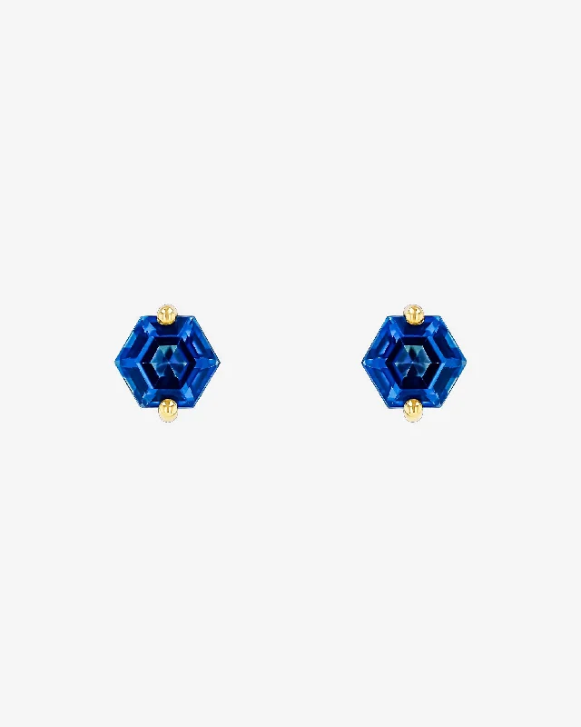 Amalfi Hexagon English Blue Topaz Studs