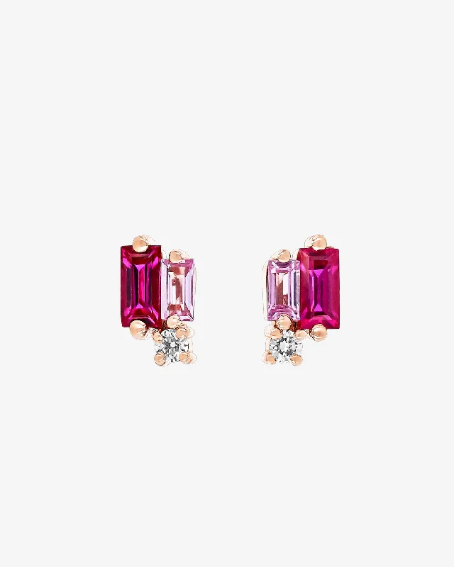 Bold Burst Pink Sapphire Studs