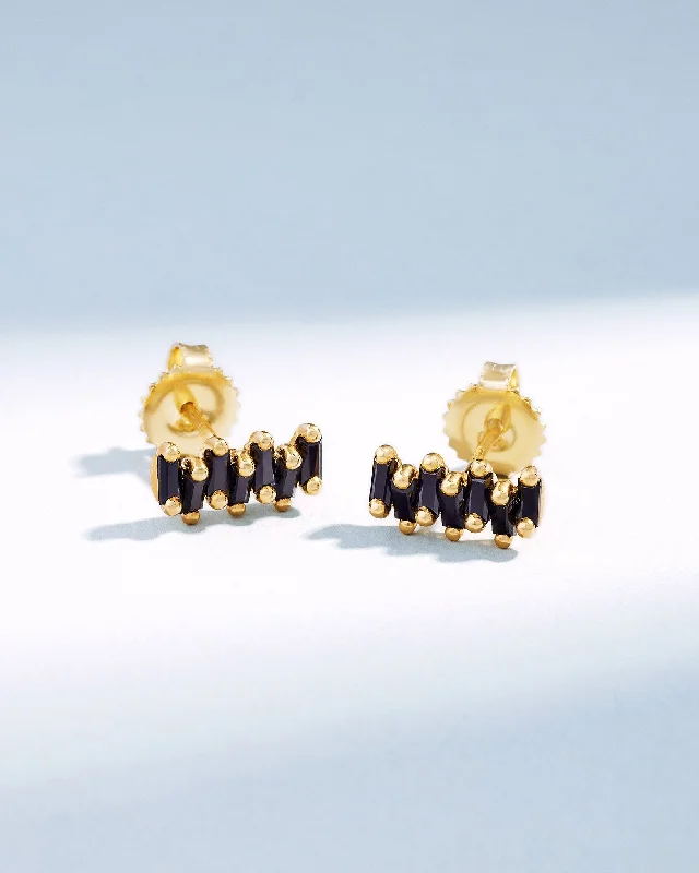 Bold ZigZag Black Sapphire Studs