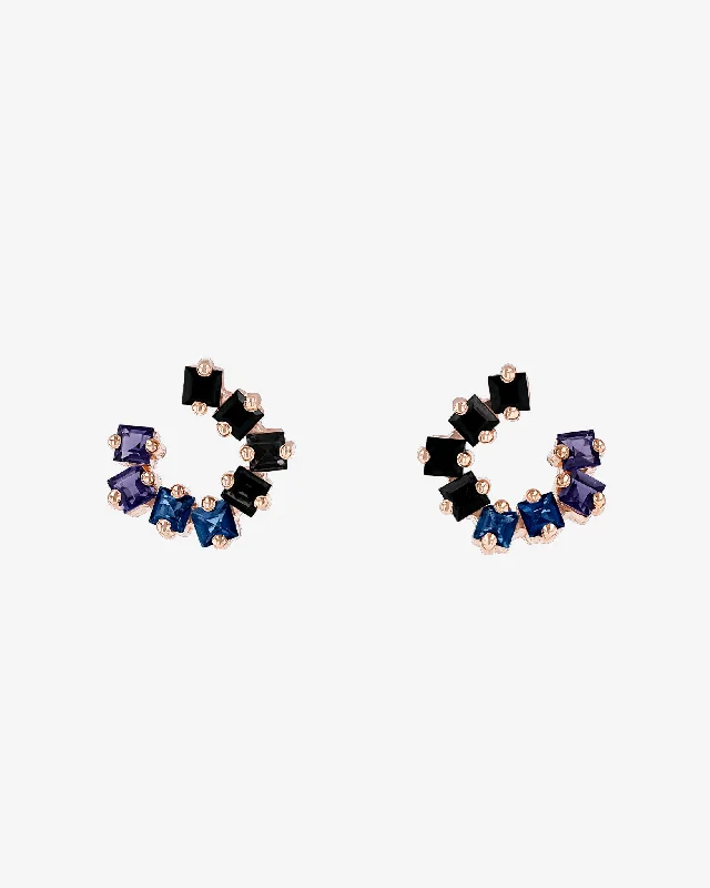 Cierra Dark Blue Ombre Mini Sideways Hoops