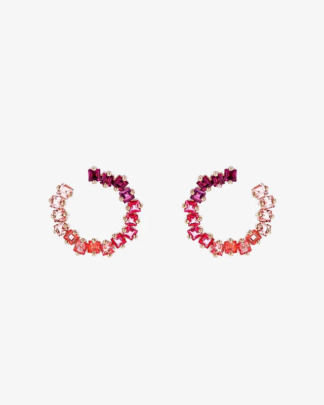 Cierra Red Ombre Midi Sideways Hoops