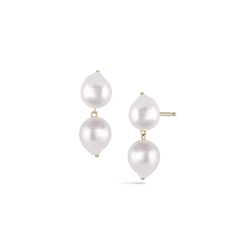 Double Akoya Duo Earrings, White