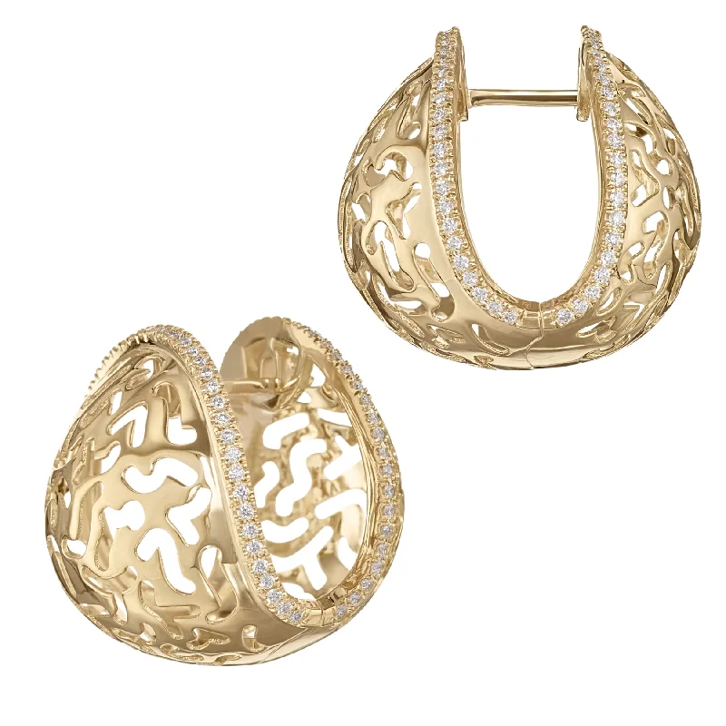 Elliptic Lace Statement Earrings in Solid Gold