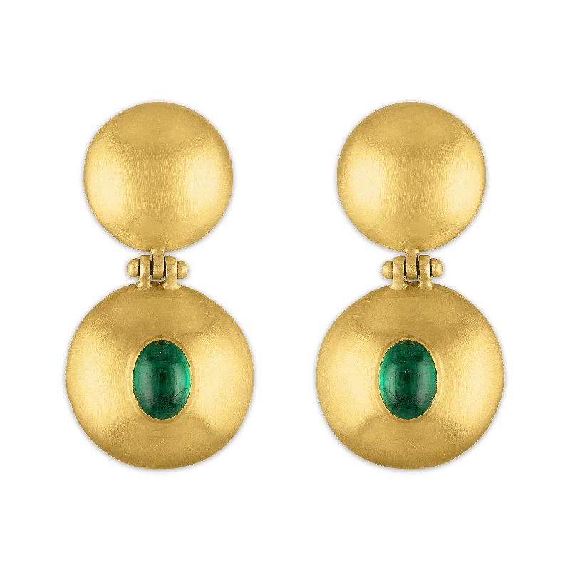 Emerald Double Dome Bulla Earrings