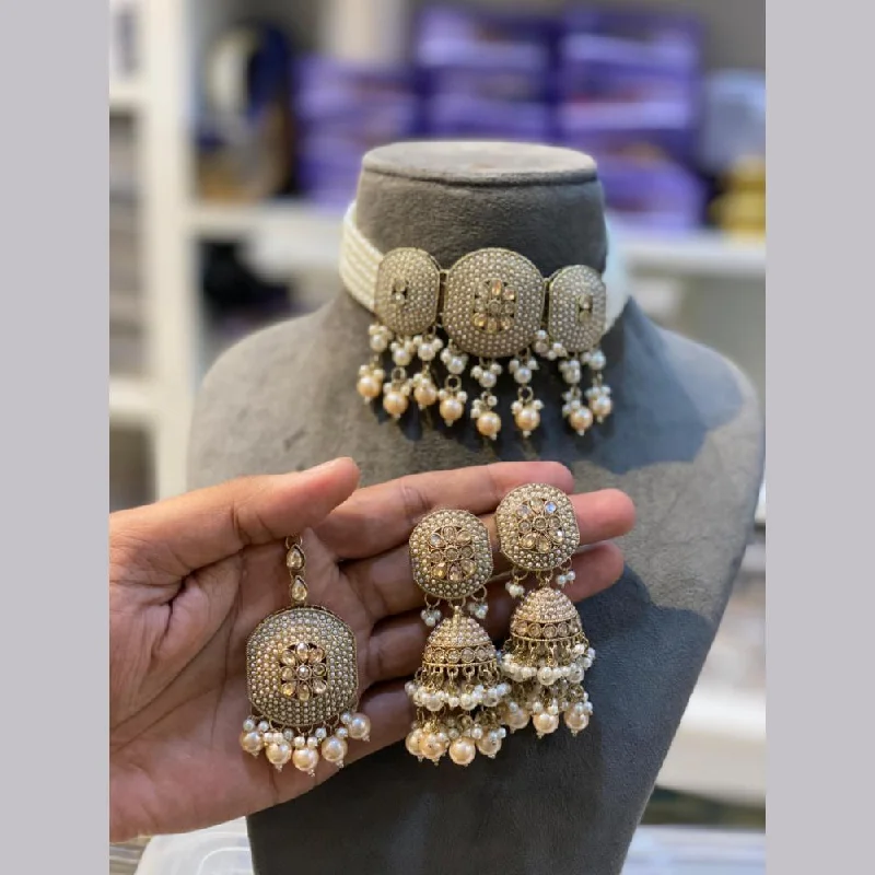 Flash Sale On Stunning Jewelry – Don't Miss Out Hira Collections Gold Plated Crystal Stone And Pearls Choker Necklace Set Flash Sale On Stunning Jewelry – Don't Miss Out Hira Collections Gold Plated Crystal Stone And Pearls Choker Necklace Set