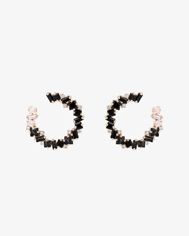 Nadima Black Ombre Midi Spiral Hoops