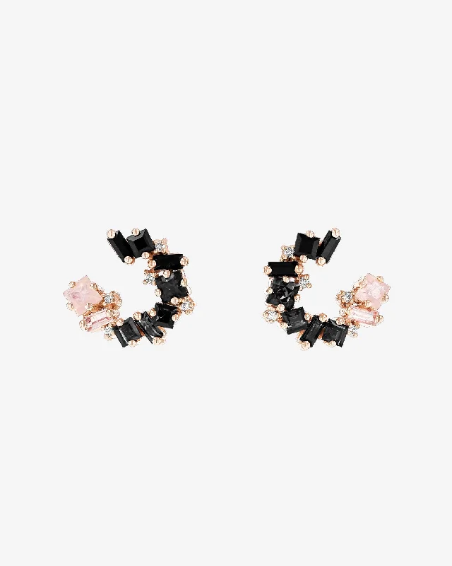 Nadima Black Ombre Mini Spiral Hoops