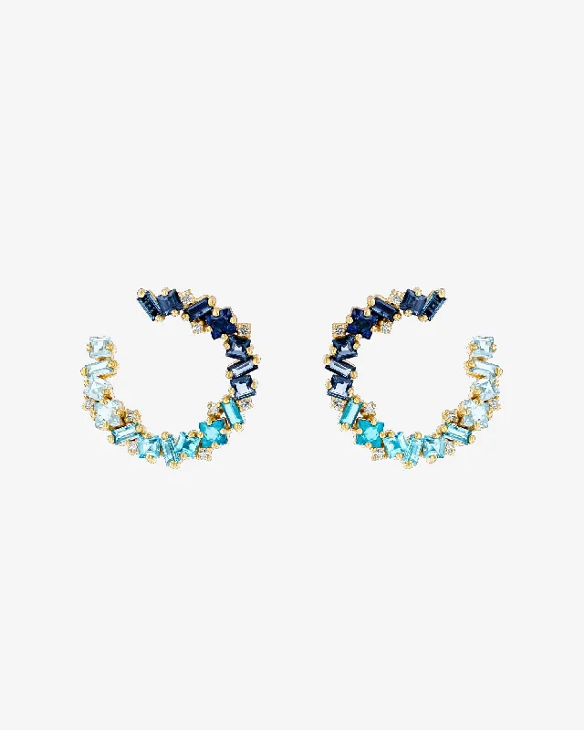 Nadima Blue Ombre Midi Spiral Hoops