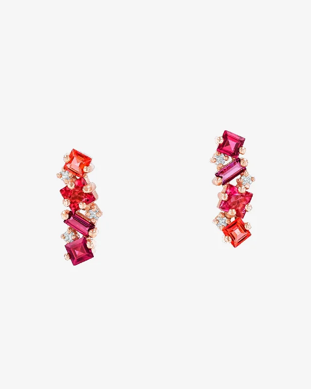 Nadima Red Ombre Bar Studs