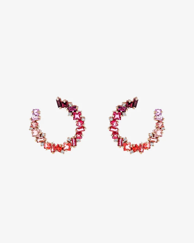 Nadima Red Ombre Midi Spiral Hoops