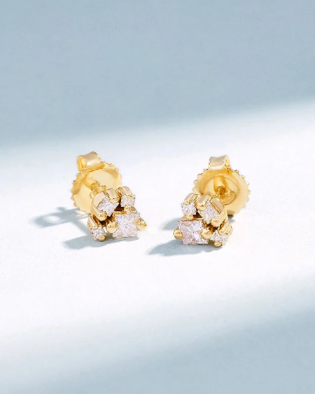 Princess Cluster Diamond Studs