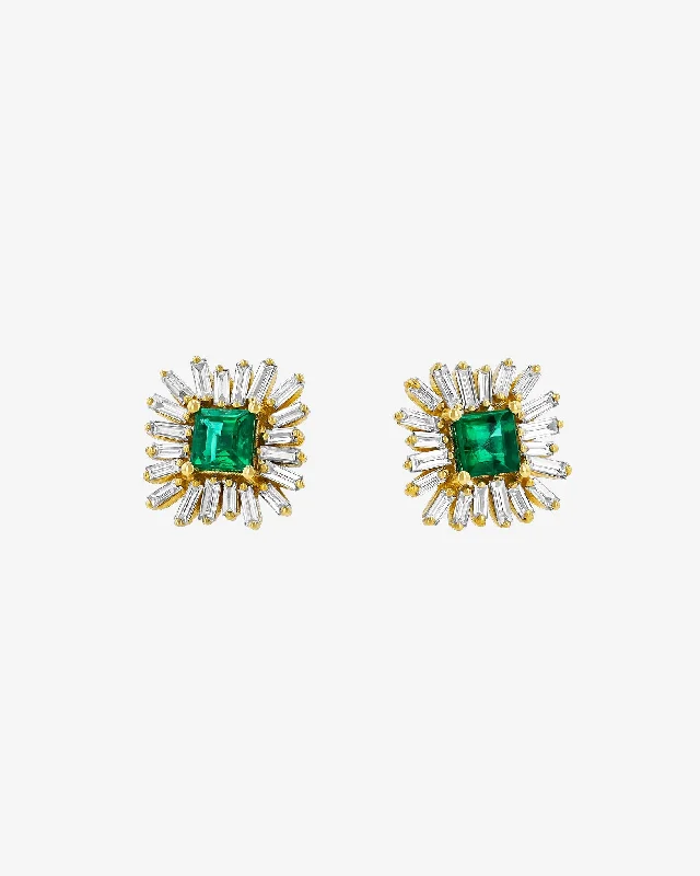 Princess Midi Emerald Spark Studs