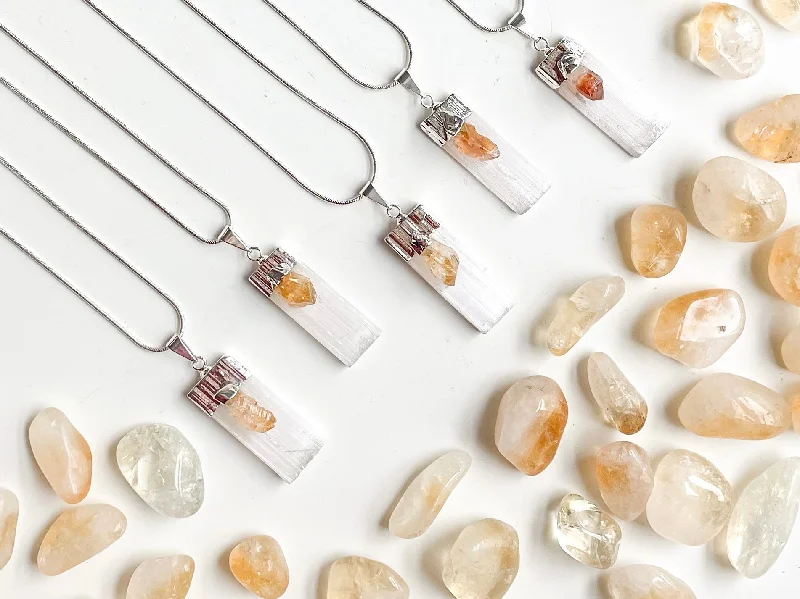 Unmissable Discounts On Timeless Jewelry Pieces Selenite & Citrine Silver Dipped Pendant Necklace Unmissable Discounts On Timeless Jewelry Pieces Selenite & Citrine Silver Dipped Pendant Necklace