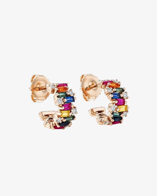 Shimmer Rainbow Sapphire Mini Hoops