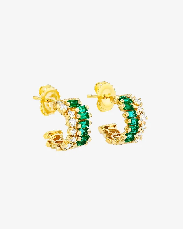 Short Stack Emerald Mini Hoops