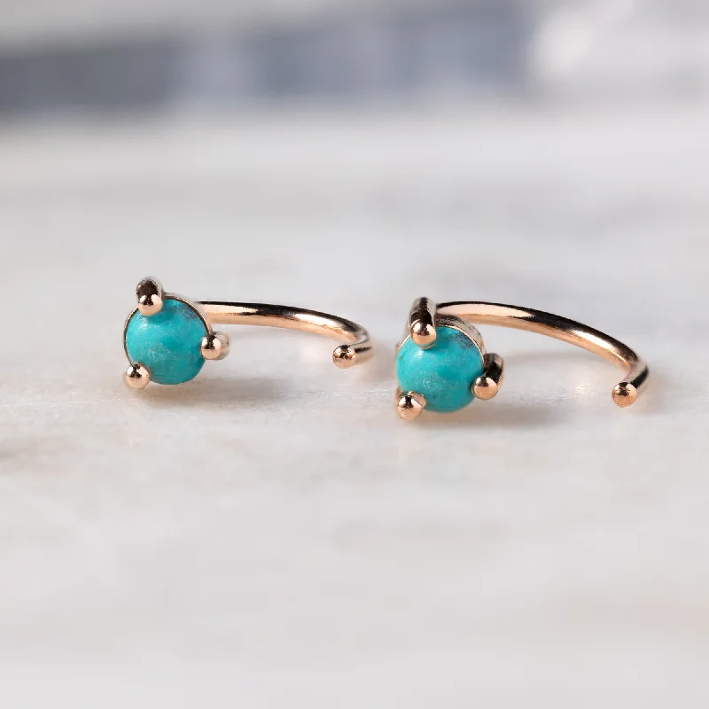 Last Chance To Shop High-End Jewelry At Markdown Prices The Turquoise Huggie Earrings | 14K Rose Gold Last Chance To Shop High-End Jewelry At Markdown Prices The Turquoise Huggie Earrings | 14K Rose Gold