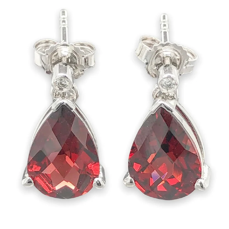 Elegant Rose Gold Jewelry For A Stylish Touch 14K W Gold 5.1cttw Garnet & 0.02cttw H/SI2 Diamond Drop Earrings Elegant Rose Gold Jewelry For A Stylish Touch 14K W Gold 5.1cttw Garnet & 0.02cttw H/SI2 Diamond Drop Earrings