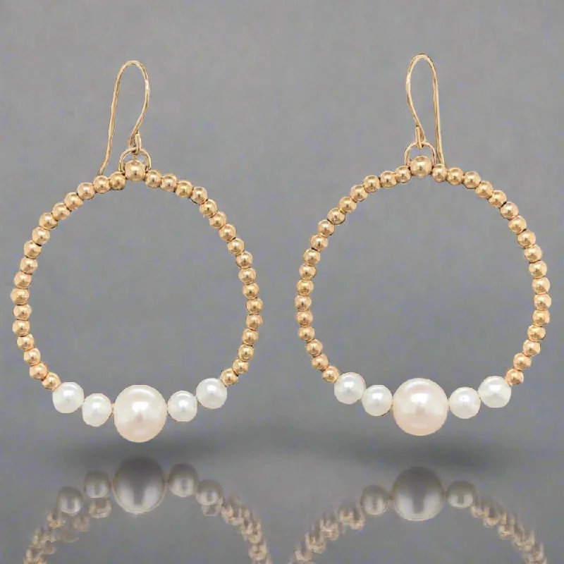 Affordable Glamour – Premium Jewelry For Less 14K Y Gold FWP & Bead Circle Drop Earrings