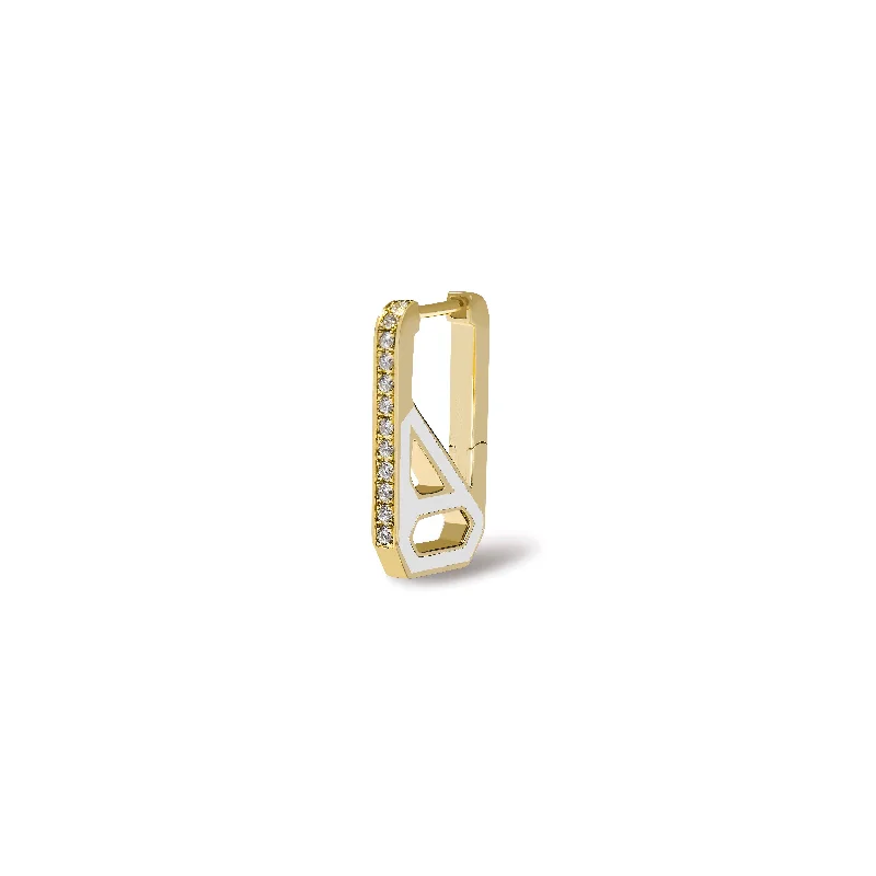Customized Silver Jewelry For Unique Style DNA Antique White Enamel Rectangle Single Earring Customized Silver Jewelry For Unique Style DNA Antique White Enamel Rectangle Single Earring