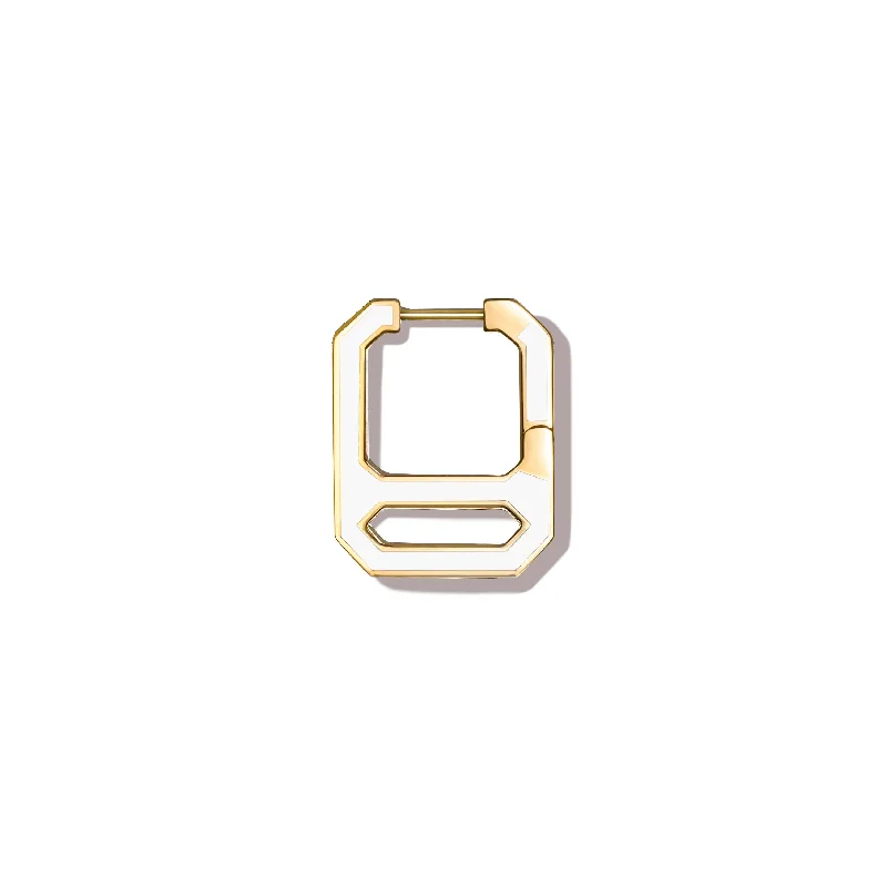 Versatile Layering Jewelry For Effortless Chic DNA Antique White Enamel Single Earring in Yellow Gold Versatile Layering Jewelry For Effortless Chic DNA Antique White Enamel Single Earring in Yellow Gold
