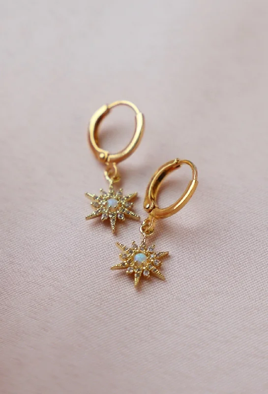 Modern Statement Jewelry For Bold Styling OPALITE STARBURST HUGGIES