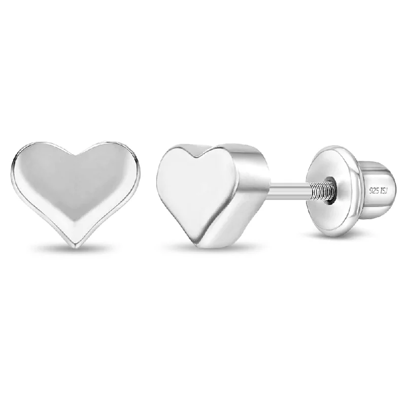 Personalized Jewelry At Special Discount Rates Puffed Polished Heart Baby / Toddler / Kids Earrings Screw Back - Sterling Silver Personalized Jewelry At Special Discount Rates Puffed Polished Heart Baby / Toddler / Kids Earrings Screw Back - Sterling Silver