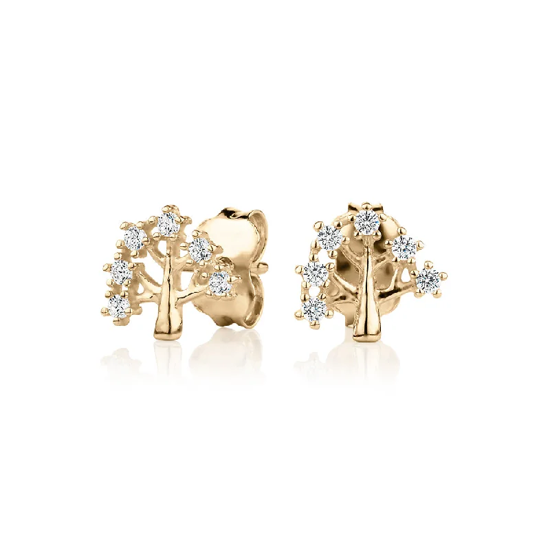 Gorgeous Jewelry, Limited-Time Savings Round Brilliant fancy earrings with diamond simulants in 10 carat yellow gold