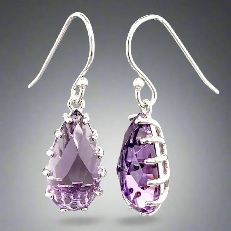 Trendy Minimalist Jewelry For Everyday Wear SS 3.70cttw Amethyst Pear Drop Earrings