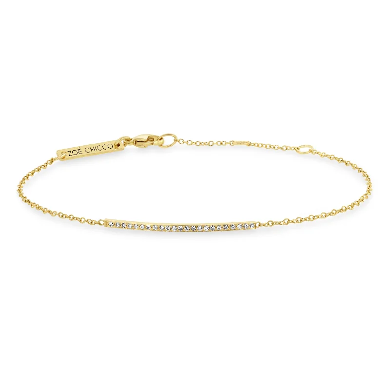 14k Pavé Diamond Thin Bar Bracelet