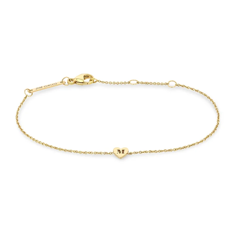 14k Gold Initial Heart Bracelet