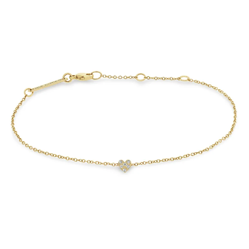 14k Itty Bitty Pavé Diamond Heart Bracelet