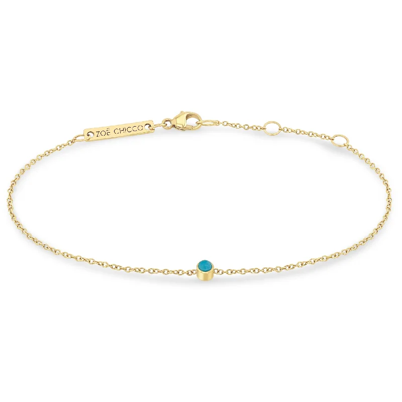 14k Single Turquoise Bezel Bracelet | December Birthstone