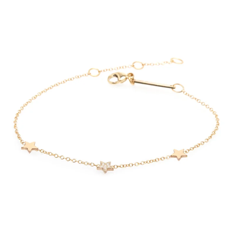 14K Itty Bitty Star Trio Station Bracelet