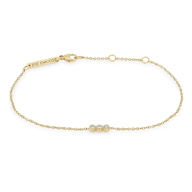 14k 3 Diamond Bezel Bar Bracelet