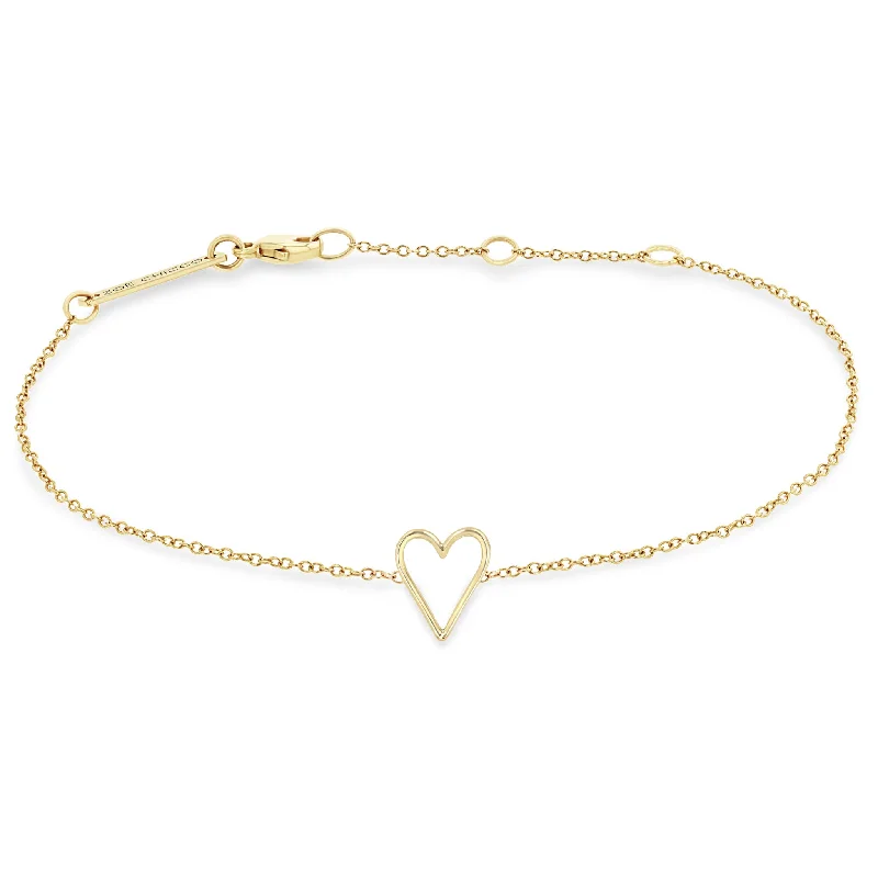 14k Tiny Open Heart Bracelet