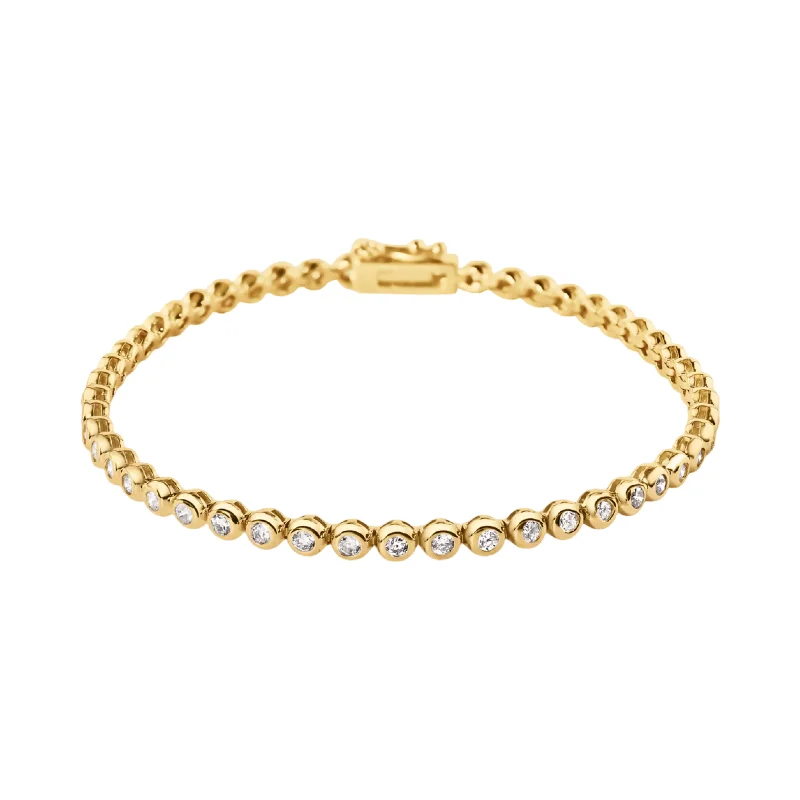 Dainty Bezel Set Diamond Rounds Tennis Bracelet