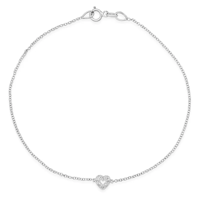 Dainty Diamond Open Heart Bracelet