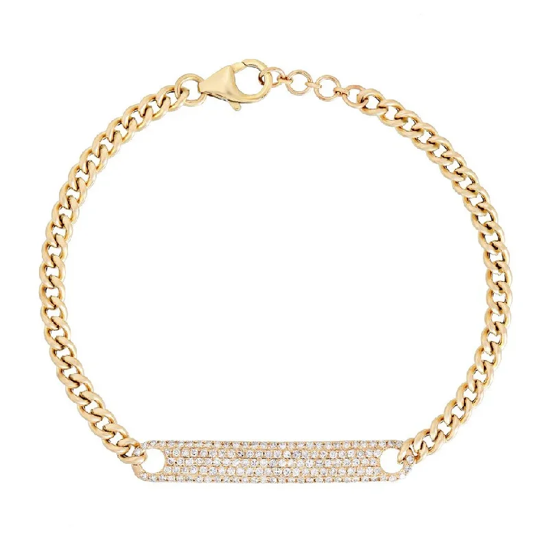 LEAH DIAMOND ID BAR CUBAN LINK BRACELET