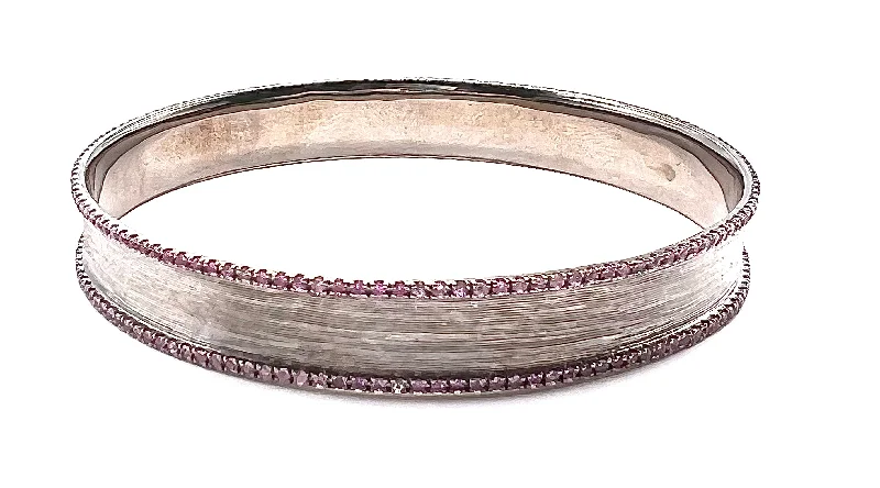 Hollie Bangle in Silver with Pink Sapphires