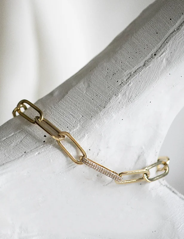 KARYN PAPERCLIP -DIAMOND LINK CHAIN BRACELET