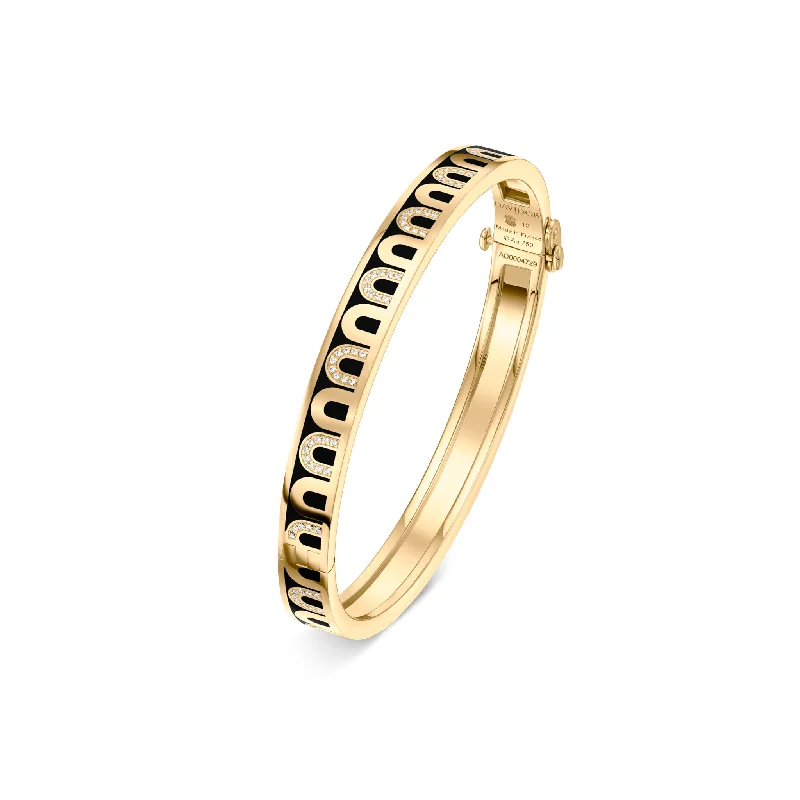 L'Arc de DAVIDOR Bangle PM, 18k Yellow Gold with Lacquered Ceramic and Colonnato Diamonds