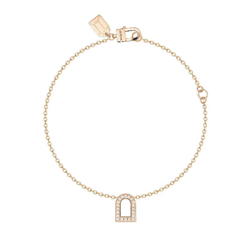 L'Arc Voyage Charm PM Chain Bracelet, 18k Rose Gold with Galerie Diamonds