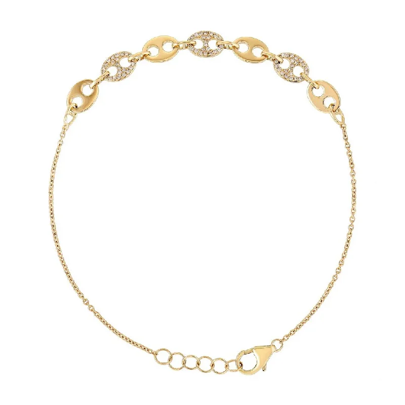 MARGAUX DIAMOND ANCHOR CHAIN + LINK CHAIN BEACELET